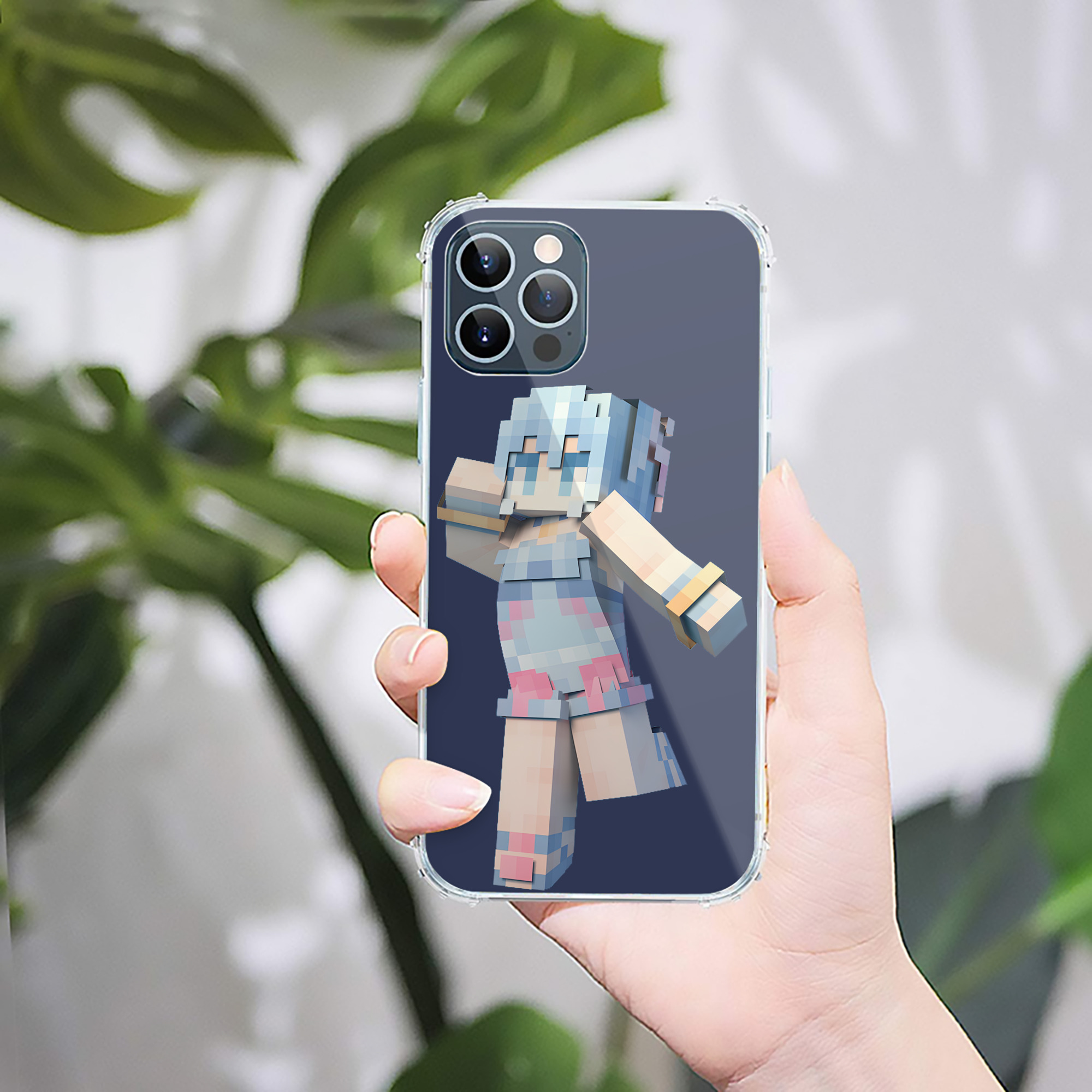 （画像用） マインクラフト ブロックの世界 Minecraft MC Block world 【iPhone 12シリーズ対応】透明スマホケース（クリアソフトケース）